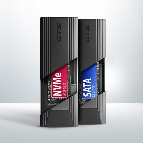 EEM2-GTS2 Obudowa zewnętrzna aluminiowa bezśrubowa USB-C 3.2 Gen 2 M.2 NVMe & SATA SSD + USB-A - USB-C redukcja AXAGON