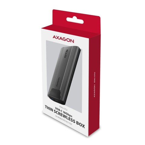 EEM2-GTS2 Obudowa zewnętrzna aluminiowa bezśrubowa USB-C 3.2 Gen 2 M.2 NVMe & SATA SSD + USB-A - USB-C redukcja AXAGON