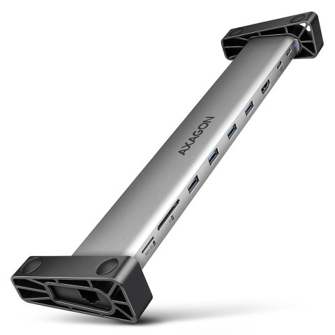 HMC-10HLS Wieloportowy hub USB 9in1, 5Gbps, 4x USB-A, HDMI 4K/60Hz, GLAN, SD/microSD, PD 100W, 25cm USB-C kabel AXAGON