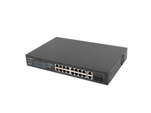 Przełącznik Switch 16X100MB POE+/2XCombo niezarządzalny rack 19 cali Gigabit Ethernet 150W Lanberg