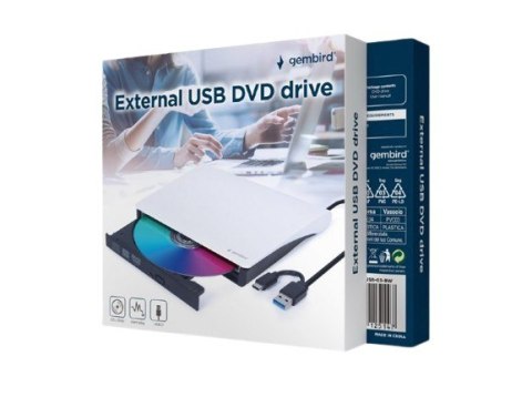 Napęd DVD na USB zewnętrzny DVD-USB-031-BW czarno-biały Gembird
