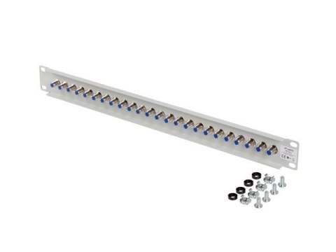 Patch panel 24 porty 19 cali gniazdo Typ F beczka szary Lanberg