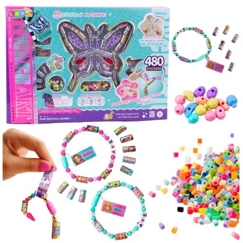 Zestaw Kratywny Do Tworzenia Biżuterii Koraliki 480 Naklejek LEAN Toys