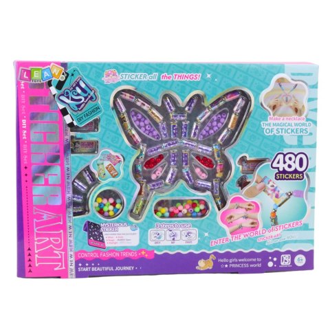 Zestaw Kratywny Do Tworzenia Biżuterii Koraliki 480 Naklejek LEAN Toys